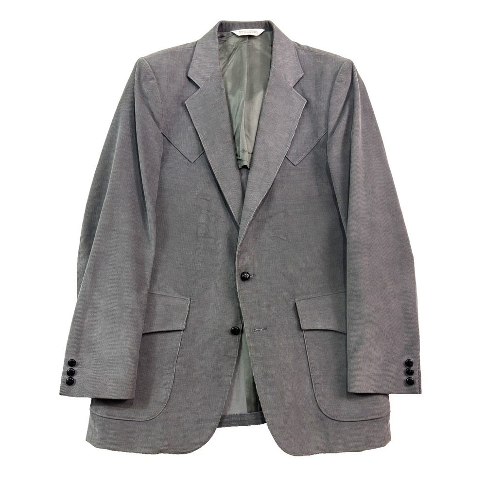 Vtg H Bar C 42L Gray Corduroy Blazer Jacket Sport Suit Coat Western Rodeo USA
